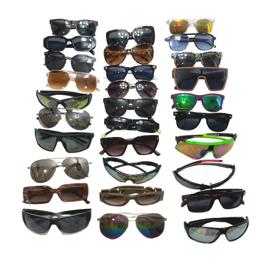 Lot Of 30 Mixed Brand Sunglasses Mens Womens OS Multi Color Sport Retro Bundle